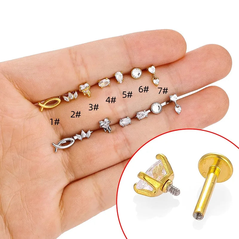 Elevate Your Style with Our 1Pcs 316L Stainless Steel Piercing Lip Stud