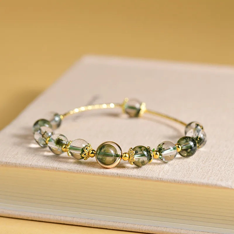 Discover the Elegance of the Original Design Natural Crystal Green Ghost Lucky Money Bowl Bracelet