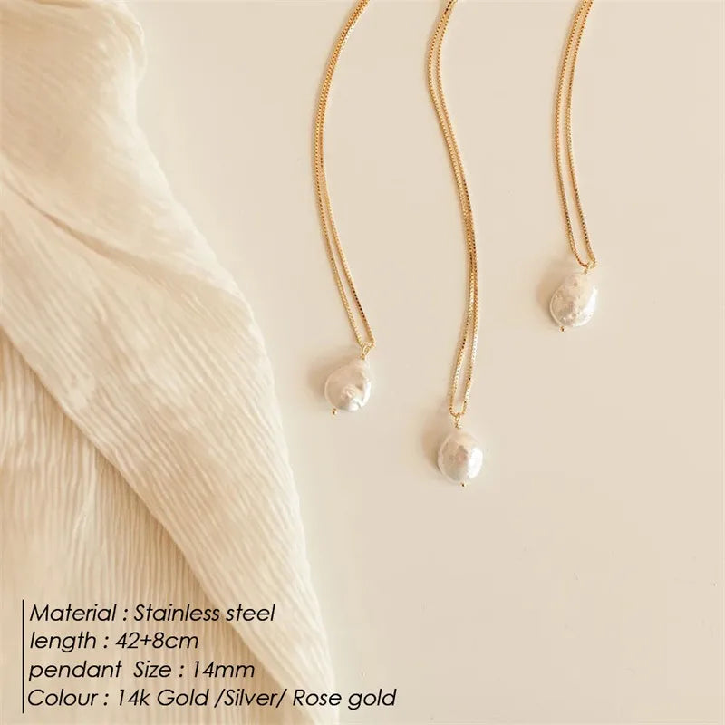Elevate Your Style with Our Stainless Steel Freshwater Pearl Pendant Necklace