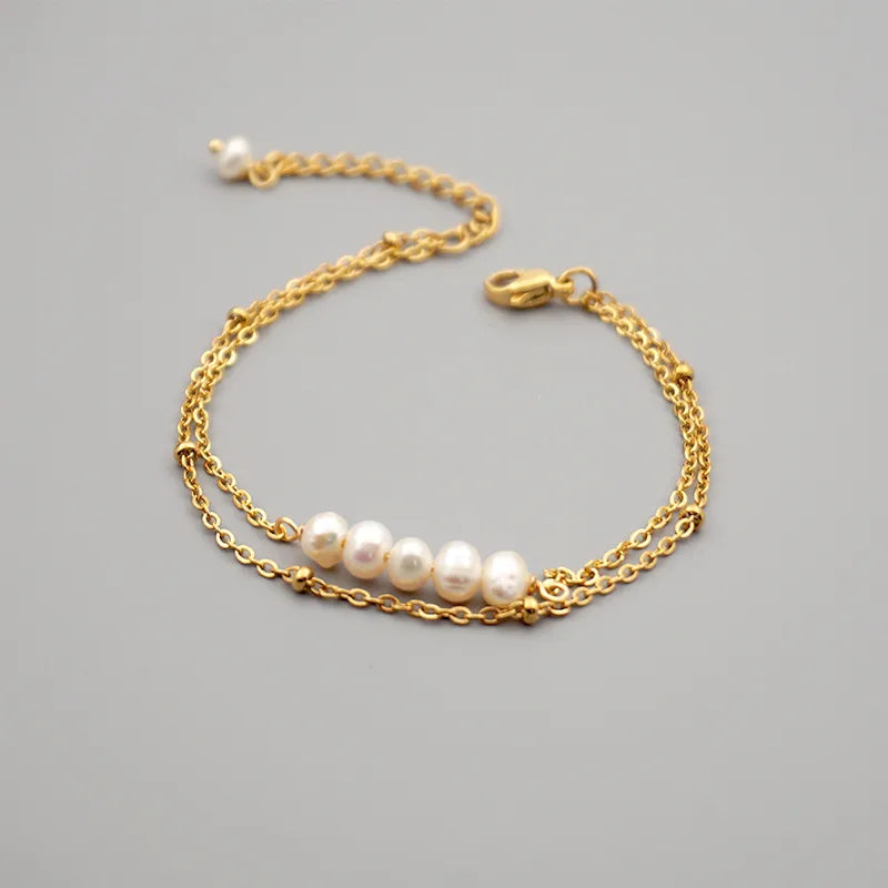 Elevate Your Style with Our Freshwater Pearl Titanium Steel Bracelets and Anklet