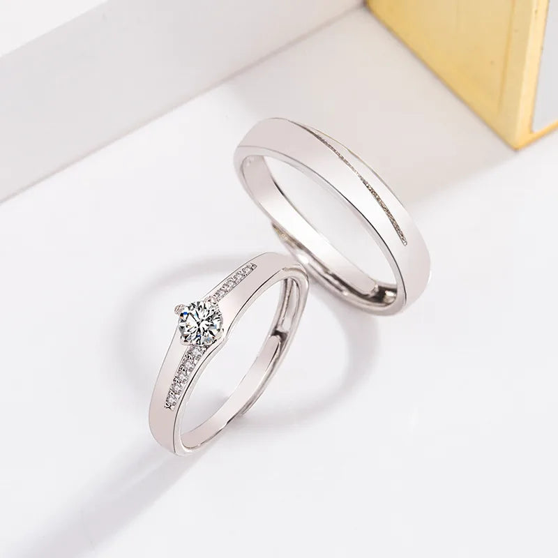 Discover the Elegance of Our Korean Diamond-Encrusted Zircon Copper Couple Rings