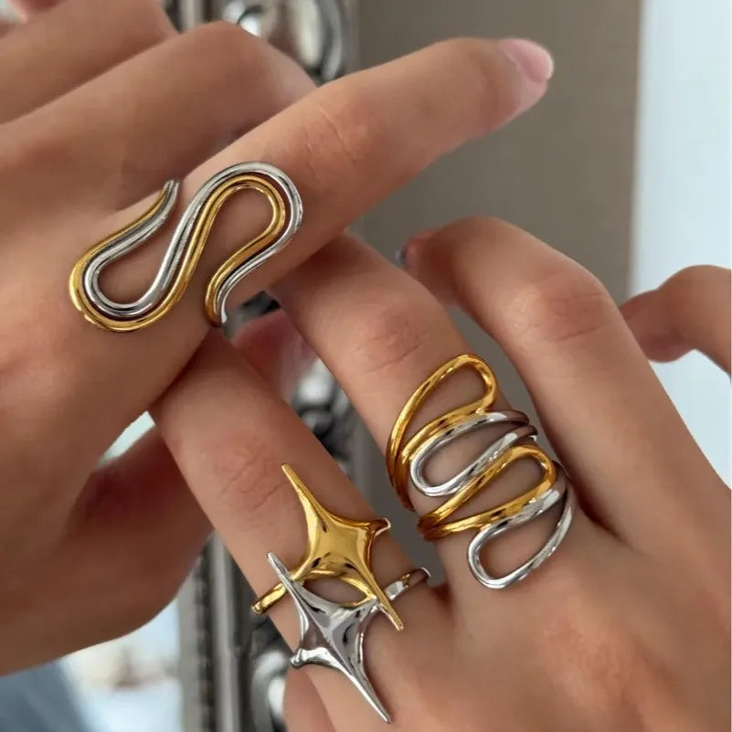 Discover Elegance: The 304 Stainless Steel Gold and Silver Color Matching Adjustable Open Ring