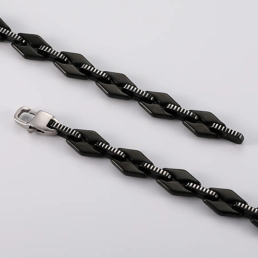The Ultimate Trend: 304 Stainless Steel Spliced Men's Bracelet with Black Tooth Pattern