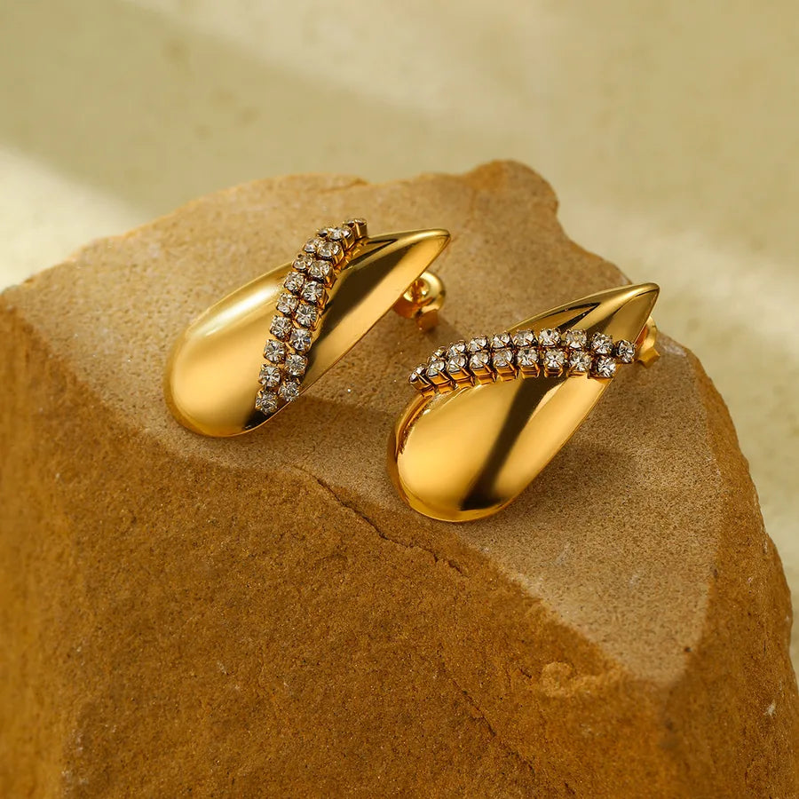 Elevate Your Style with 1 Pair Basic Modern Style Classic Water Droplets Plating 304 Stainless Steel Ear Studs