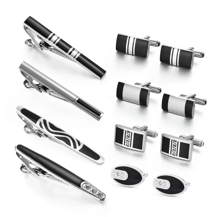 Elevate Your Style with the Business Men's Tie Clip & Cufflinks Set