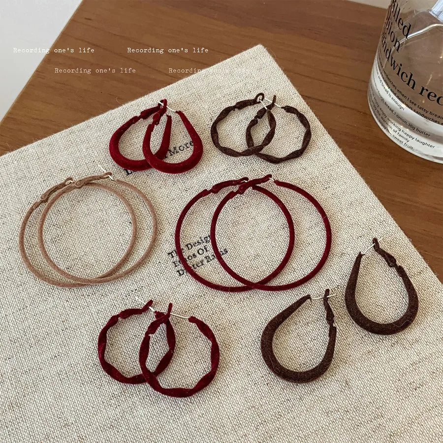 Elevate Your Style with Red Velvet Plush Copper Hoops Earrings
