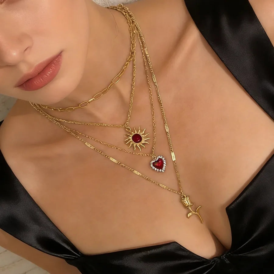 Discover the Elegance of the Multi-Layer Bohemian Heart-Shaped Flower Necklace