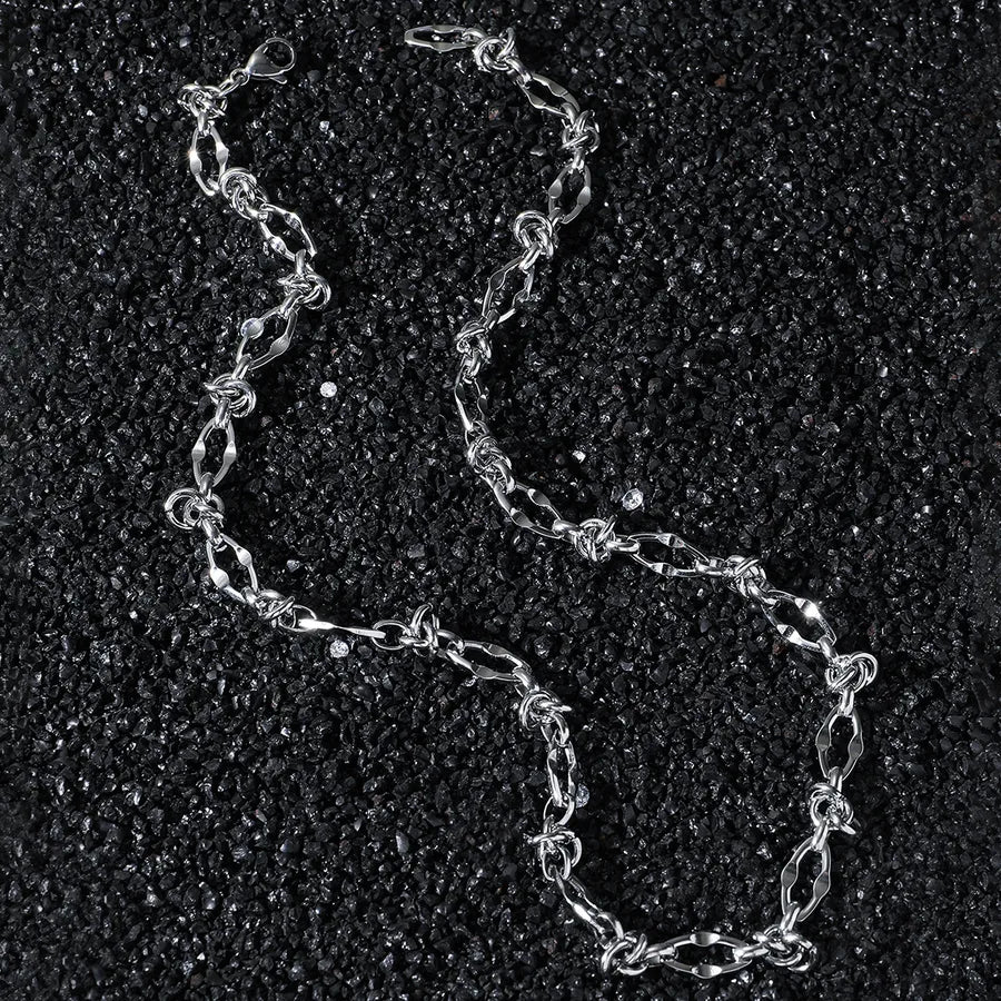 Elevate Your Style with the New Men's Hip Hop Style Stainless Steel Rhombus Knot Chain Mosaic Necklace
