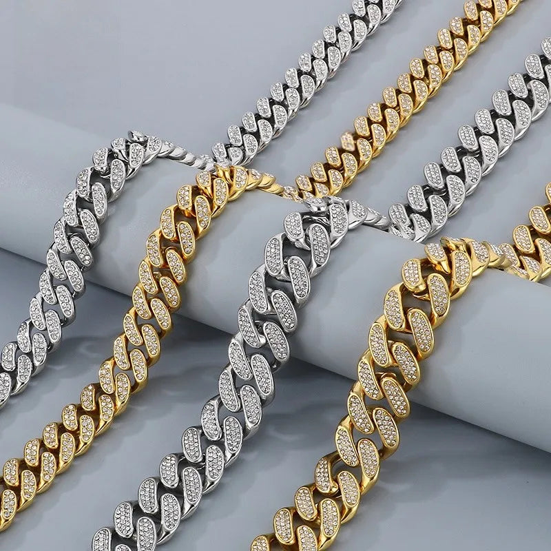 Discover the Elegance of Our Men's 304 Stainless Steel Cuban Link Necklace and Bracelet Set