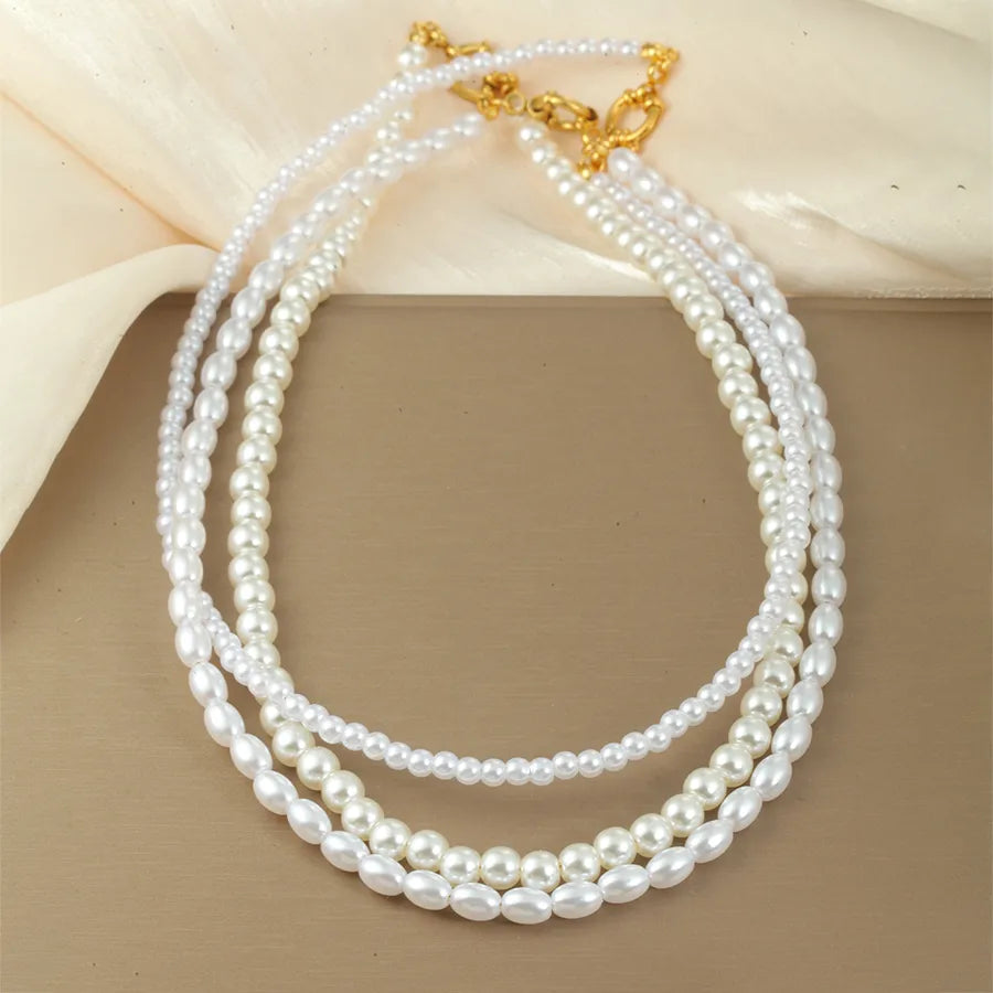 Elevate Your Style with Our 304 Stainless Steel Imitation Pearl Beaded Chain Round Necklace