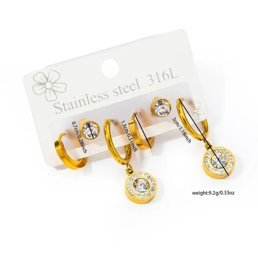 Discover Elegance with 1 Pair Simple Style Heart Shape Plating Titanium Steel Zircon Earrings