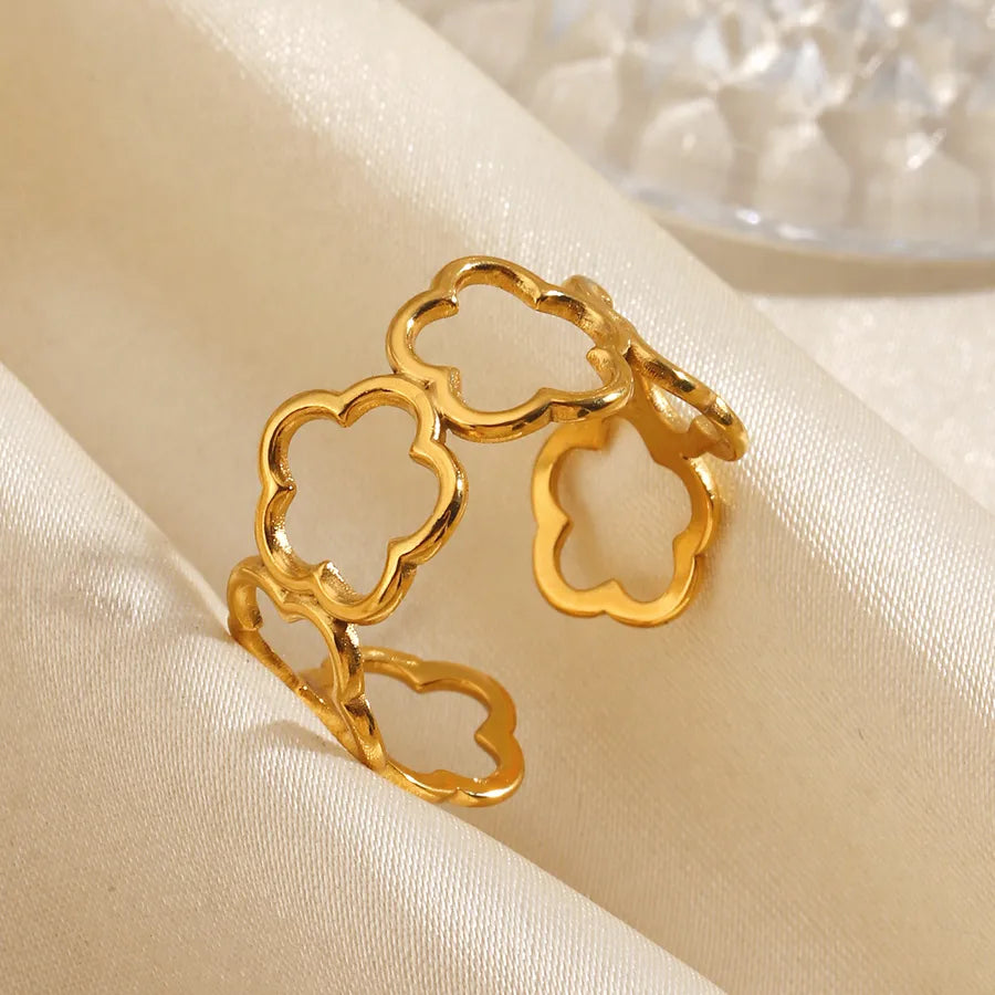 Electroplated Flowers Open Ring for Women - A Touch of Elegance