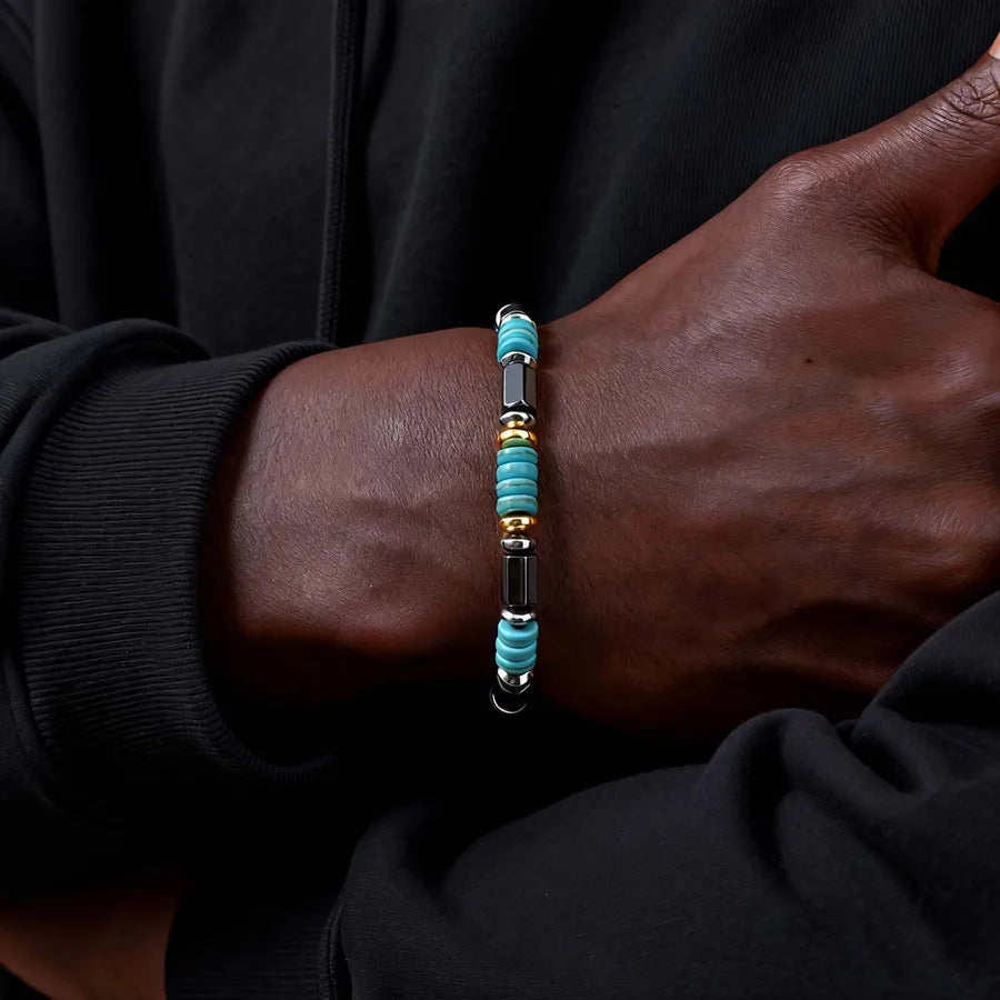 Discover the Elegance of Vintage Style Black Gallstone Spacer Beads Bracelet