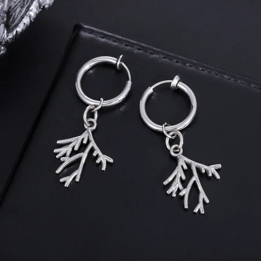 Discover the Elegance of Stainless Steel Leaf-Shaped Clip-On Earrings
