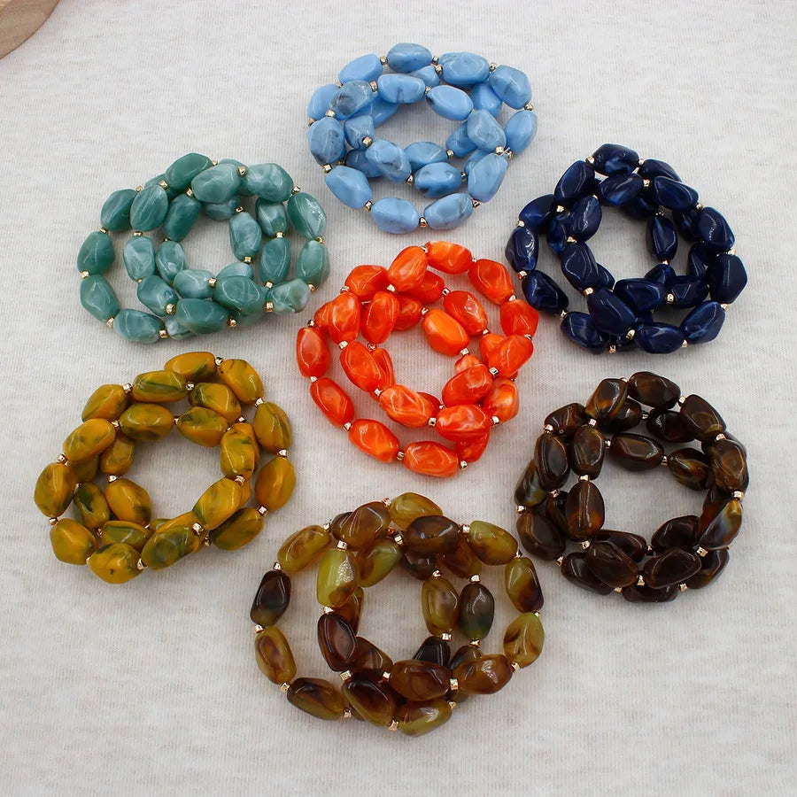 Elevate Your Style with the Acrylic Rhombus Handmade Beaded Bracelet Set