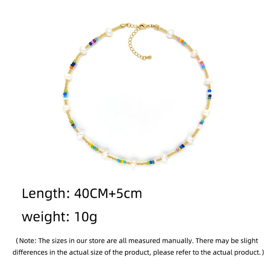 Elevate Your Style with the Fashion Geometric Natural Freshwater Pearl Beaded Pendant Necklace