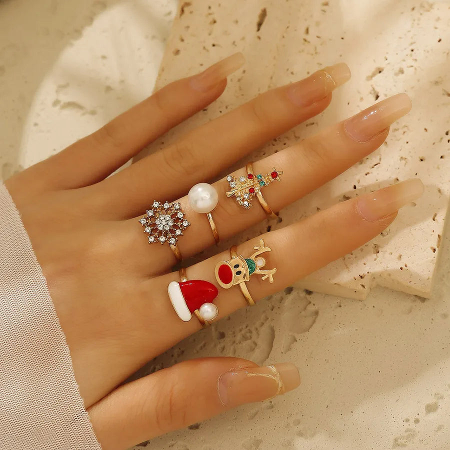 Elevate Your Holiday Style with the Elegant Christmas Hat Deer Gemstone Snowflake Jewelry Set