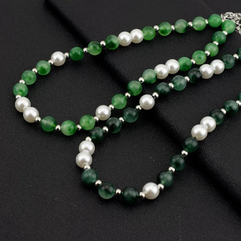 Elevate Your Style with the Neutral Style Pearl and Jadeite Clavicle Necklace