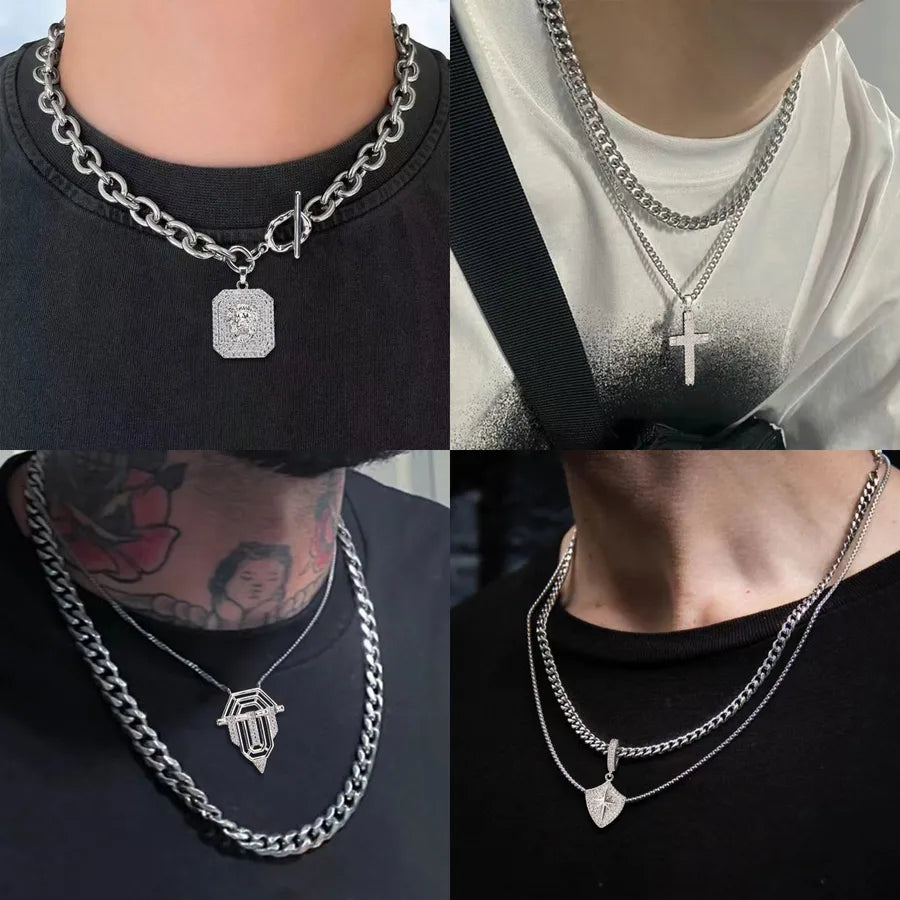 Elevate Your Style with the Men's Cuban Chain Full Diamond Square Pendant Necklace