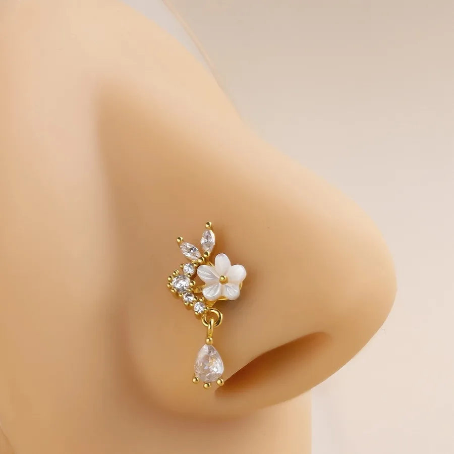 Discover the Elegance of Fashionable Copper Embedded Zirconium Stainless Steel Nose Stud Earring