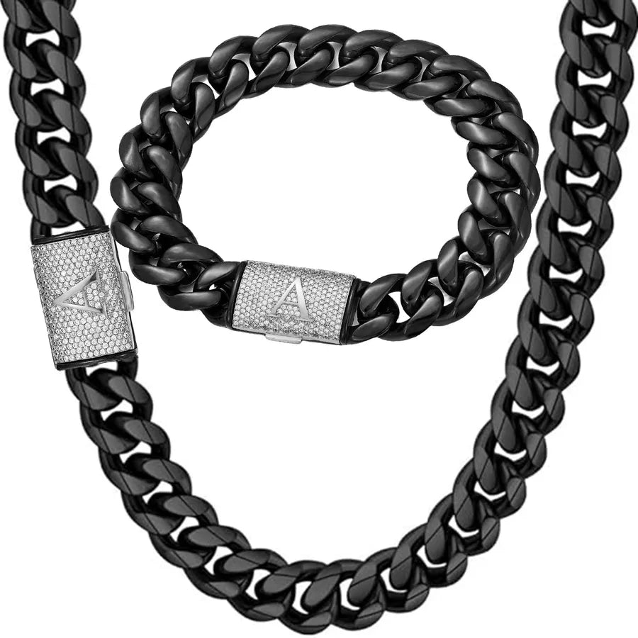 Elevate Your Style with the Men's Black Plated Cuban Link Necklace