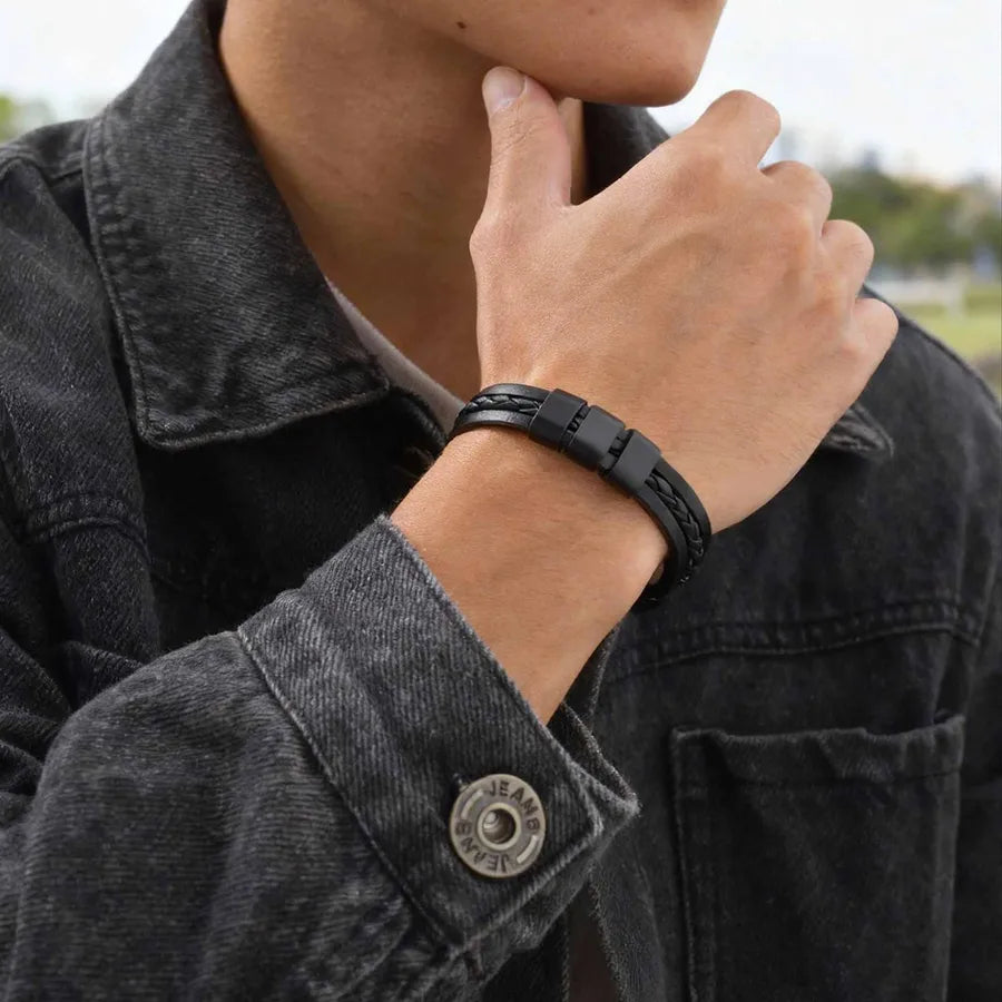 Elevate Your Style with the Men's Classic Minimalist Gunmetal Black Alloy Bracelet