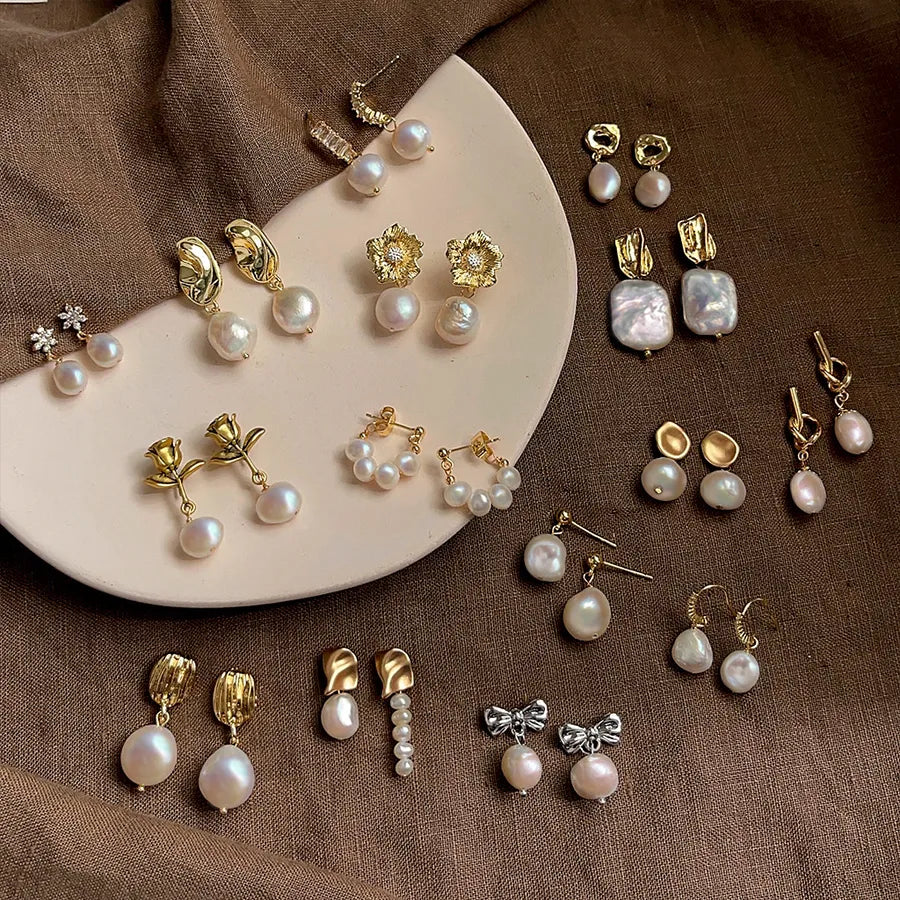 Elevate Your Style with 1 Pair Elegant Retro Geometric Freshwater Pearl Earrings