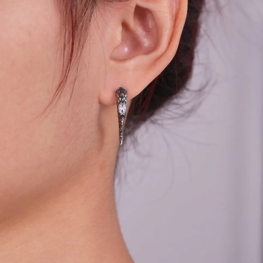 Elevate Your Style with Snake Scale Diamond Inlaid Stainless Steel Earrings