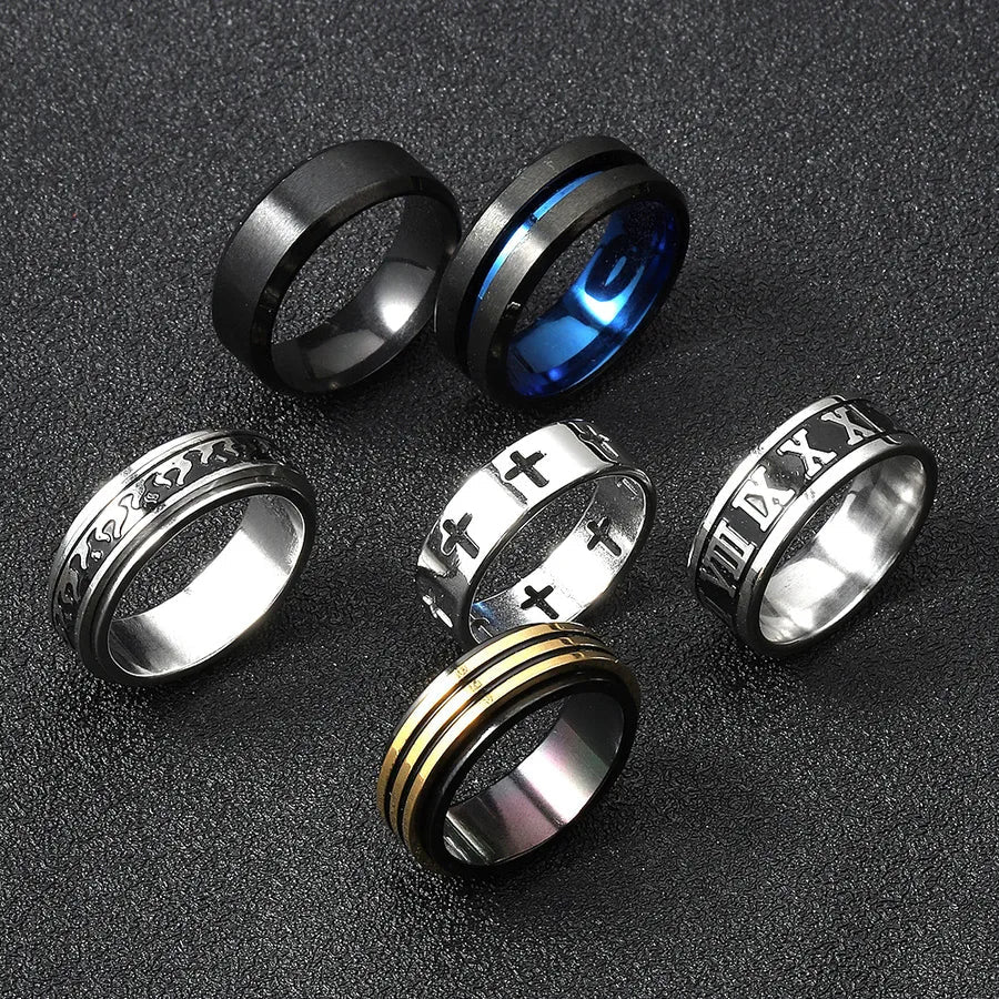 Elevate Your Style with Our Stainless Steel and Titanium Men's Ring Set