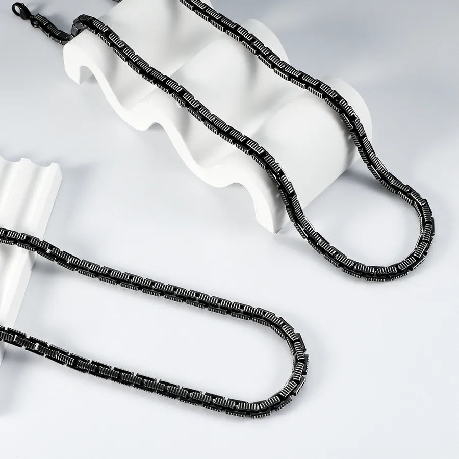 Elevate Your Style with the 304 Stainless Steel Men's Accessories Four-Sided Embossed Necklace