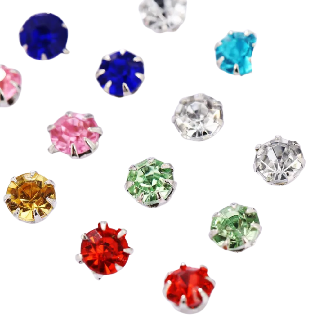 flavouredlove 12 pairs Simple Style Solid Color Alloy Plating Inlay Artificial Crystal Ear Studs - FLA1054