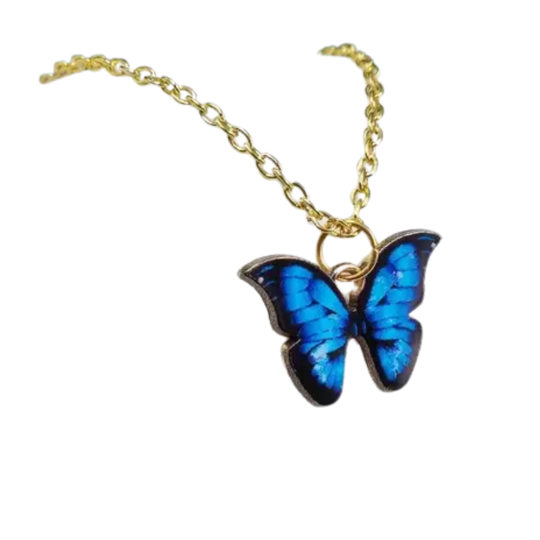 flavouredlove Vibrant Blue Winged Butterfly Beauty Pendant Necklace for Women & Girls | Neck Chain | Locket | Fancy & Stylish | Anniversary, Engagement, Birthday & Everyday Wear Gift - FLA1051