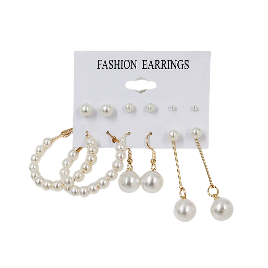 flavouredlove 6 pairs Imitation Pearl earings set for women and girls