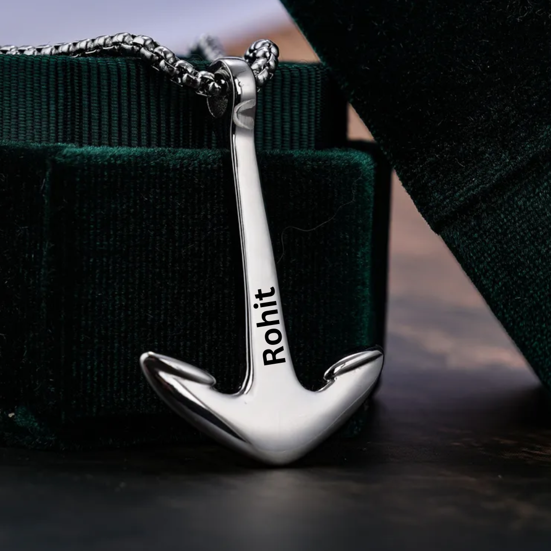 flavouredlove Customized / Personalized  Simple Fashion Boat Anchor Style Glossy Stainless Steel Pendant Chain - FLA1045