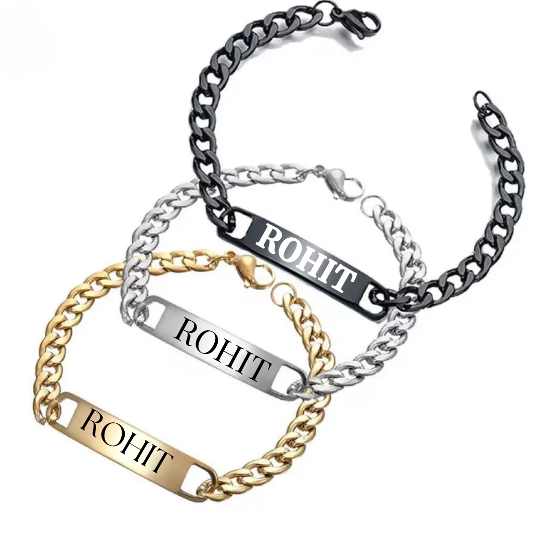 flavouredlove Customized / Personalized Stainless Steel Bracelet For Men And Women Hip Hop Cool Cuban Link Chain -Silver Color - FLA1011