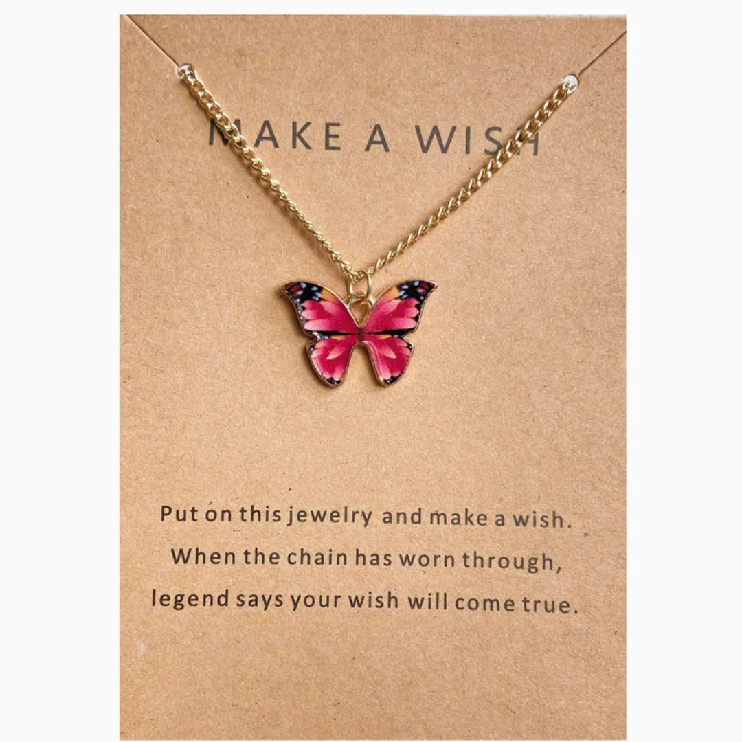 flavouredlove Vibrant floral pink Winged Butterfly Beauty Pendant Necklace for Women & Girls | Neck Chain | Locket | Fancy & Stylish | Anniversary, Engagement, Birthday & Everyday Wear Gift - FLA1052