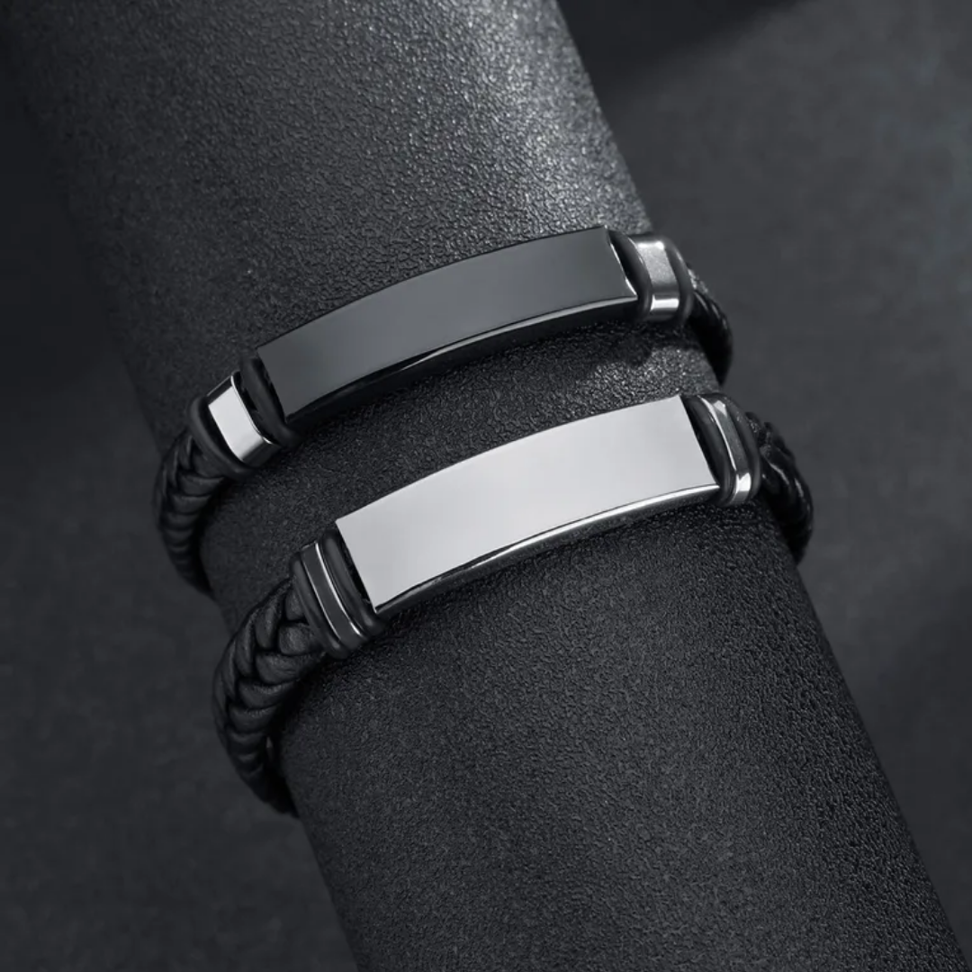 flavouredlove Customized / Personalized Streetwear Solid Color Stainless Steel Plating Men's Braclet Bangle - Silver Color - FLA1016