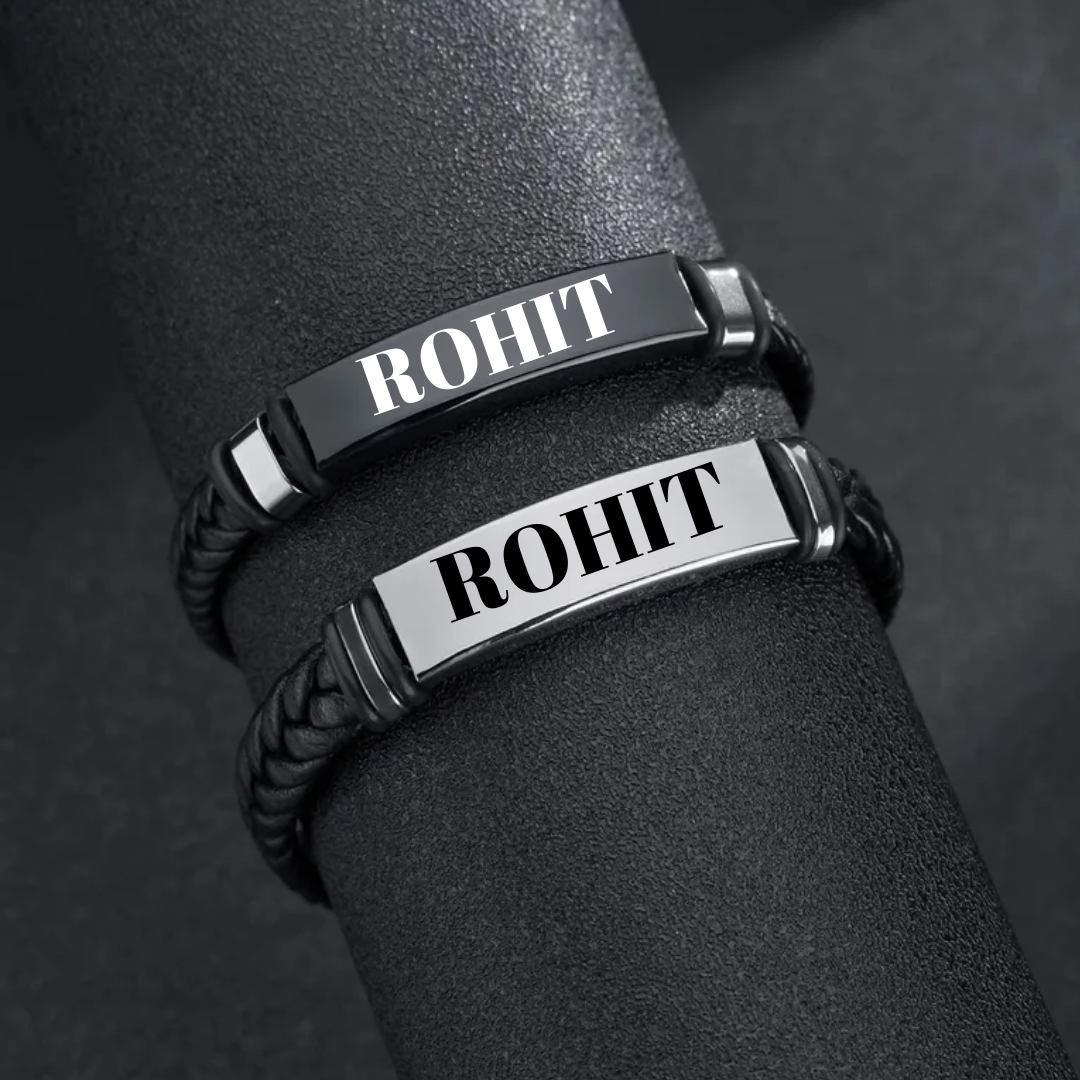 flavouredlove Customized / Personalized Streetwear Solid Color Stainless Steel Plating Men's Braclet Bangle - Black Color - FLA1017