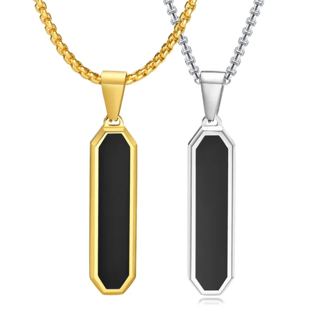 flavouredlove Customized / Personalized Stainless Steel Simple Style Epoxy Three-dimensional Square Pendant Necklace - Gold Color - FLA1019