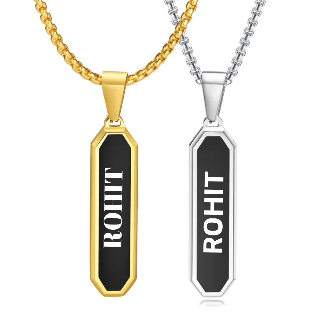 flavouredlove Customized / Personalized Stainless Steel Simple Style Epoxy Three-dimensional Square Pendant Necklace - Gold Color - FLA1019
