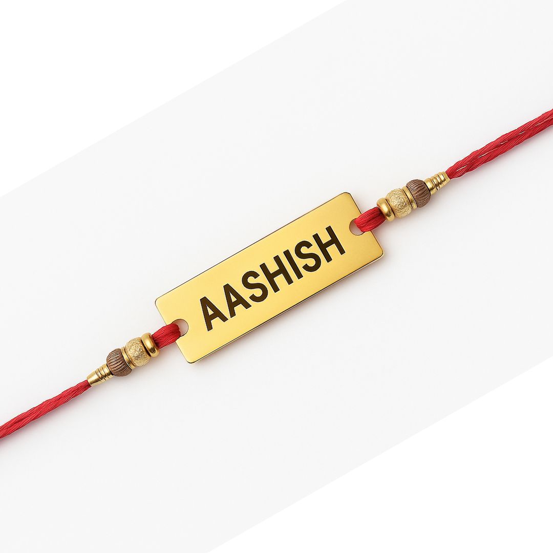 Customised Name rakhi for Brother – Red Dori Model