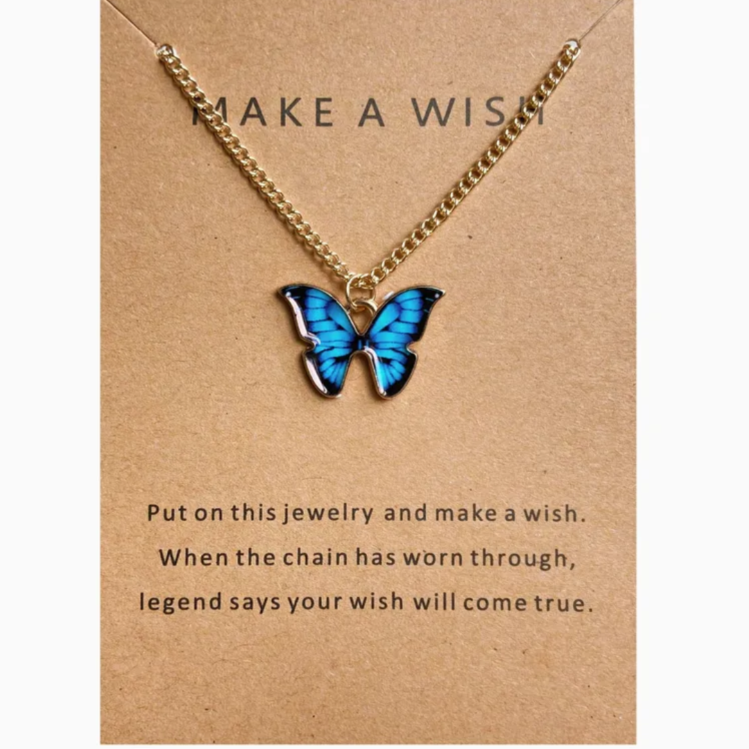 flavouredlove Vibrant Blue Winged Butterfly Beauty Pendant Necklace for Women & Girls | Neck Chain | Locket | Fancy & Stylish | Anniversary, Engagement, Birthday & Everyday Wear Gift - FLA1051
