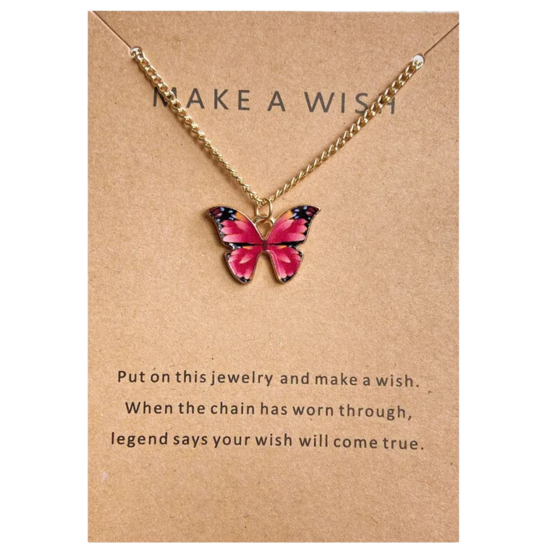 flavouredlove Vibrant floral pink Winged Butterfly Beauty Pendant Necklace for Women & Girls | Neck Chain | Locket | Fancy & Stylish | Anniversary, Engagement, Birthday & Everyday Wear Gift - FLA1052