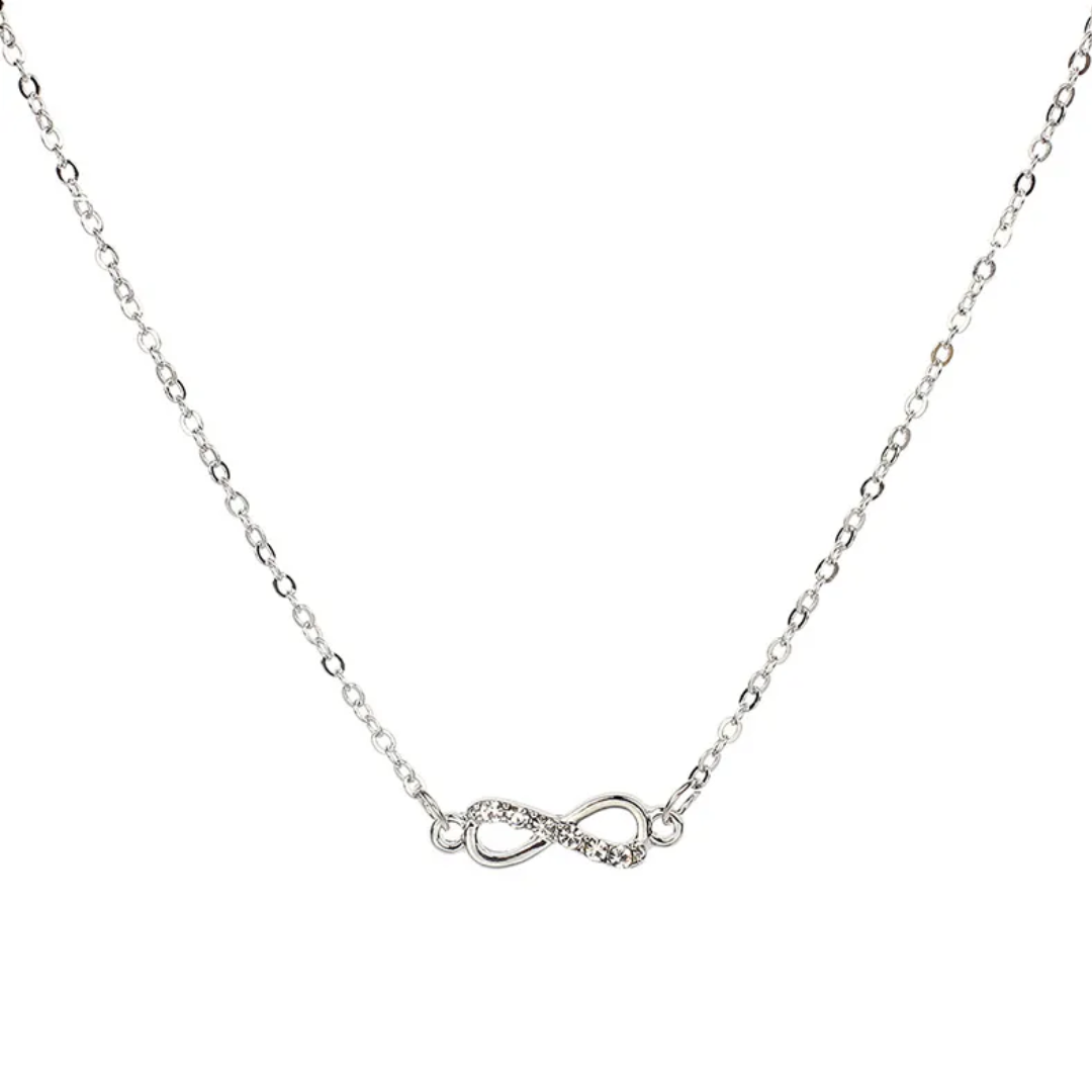 flavouredlove silver plated Infinity Love Crystal Pendant Necklace | Fancy & Stylish Adjustable Women's Jewelry | Anniversary, Engagement, Birthday & Everyday Wear Gift - FLA1059