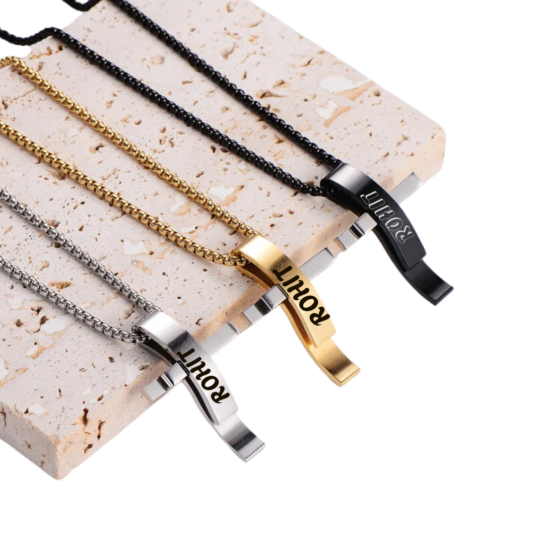 flavouredlove Customized / Personalized Hip-Hop Streetwear Cross Stainless Steel Unisex pentent chain - Black - FLA1039
