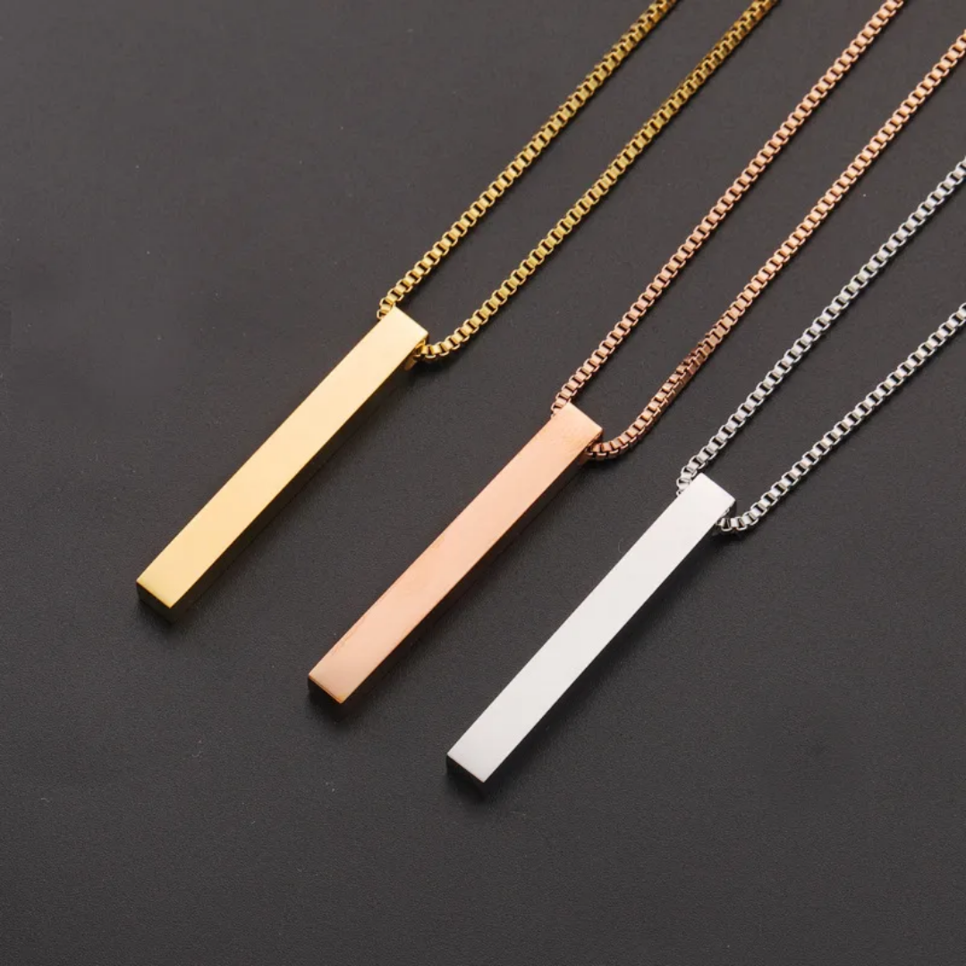 flavouredlove Customized / Personalized Cuboid Pendent Chain - Rose Gold - FLA1044