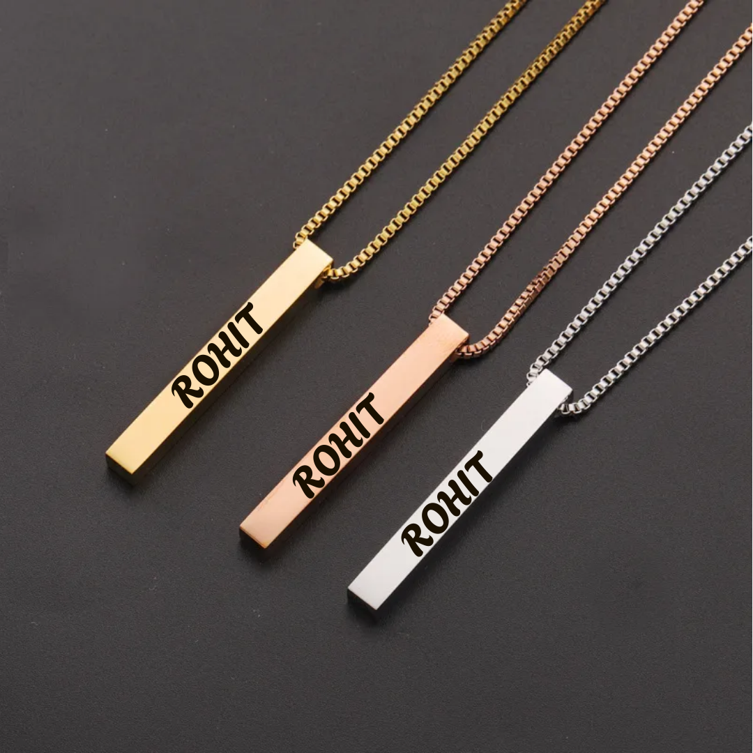 flavouredlove Customized / Personalized Cuboid Pendent Chain - Black - FLA1041