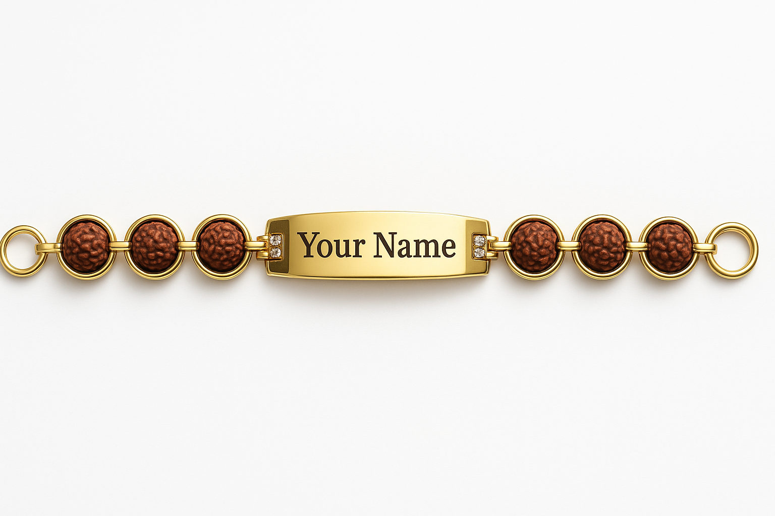 Personalized Name rakhi for Brother – Rudraksha ring beads patti rakhi - pack of 1