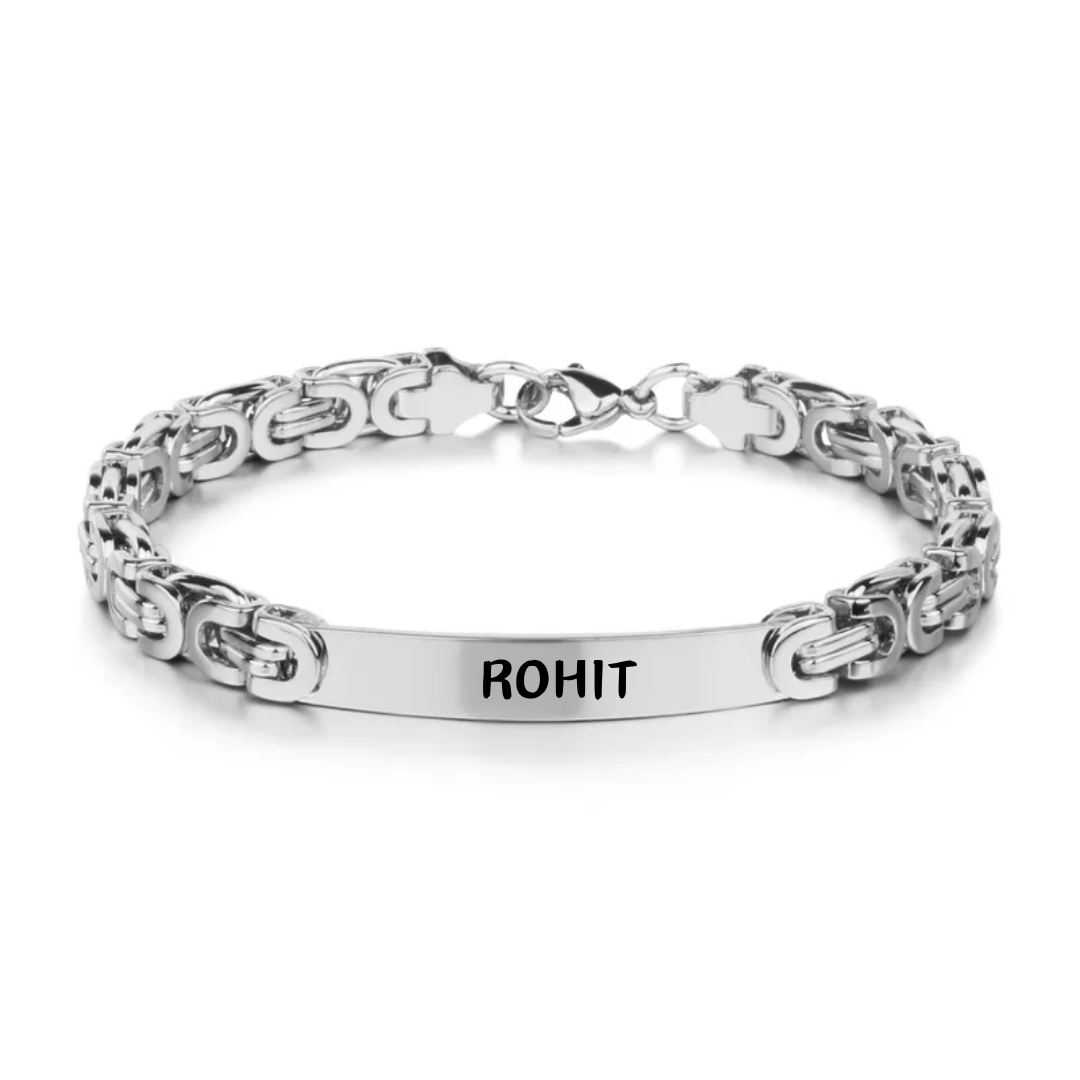 flavouredlove Customized / Personalized Original Design Geometric Stainless Steel Unisex Bracelets - silver color - FLA1001