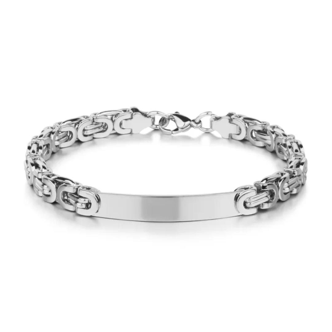 flavouredlove Customized / Personalized Original Design Geometric Stainless Steel Unisex Bracelets - silver color - FLA1001